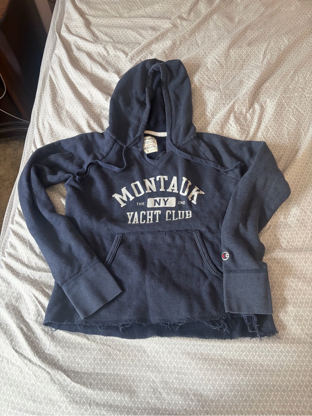 Champion Navy Hoodie with White Logo